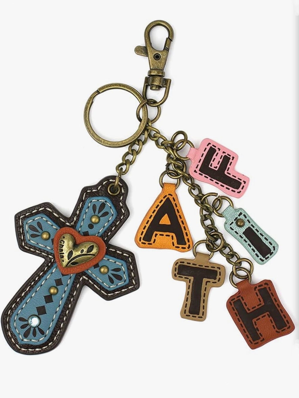 Chala Cross + Faith Appliqué Key Fob Bag Charm NWT